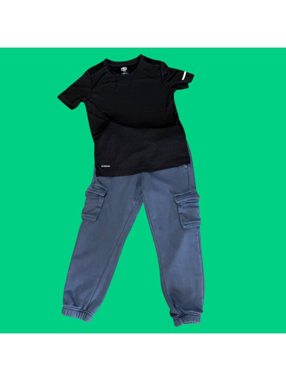 Boys Kids Fleece Cargo Pants Athletic Tee Bundle Set Size S 6-7